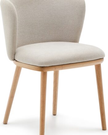 Spisebordsstol Ciselia Fra Kave Home   Beige Chenillepolstring   Fsc-asketræramme