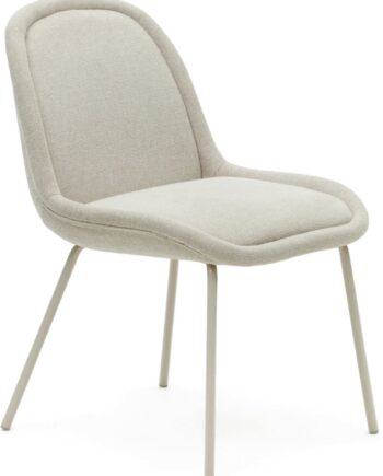 Spisebordsstol Kave Home Aimin Beige Chenillestof Med Mat Metalstel