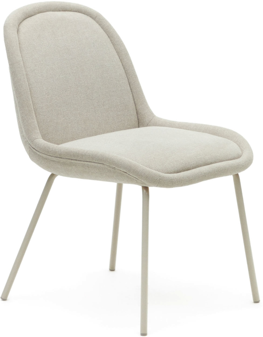 Spisebordsstol Kave Home Aimin Beige Chenillestof Med Mat Metalstel