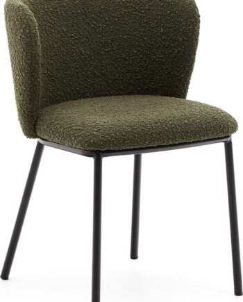 Spisebordsstol Kave Home Ciselia Bouclé Grøn Med Sort Stålramme H74 5ã B51 5ã D55 Cm