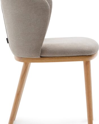 Spisebordsstol Kave Home Ciselia Polstret Chenille Stof Fsc-asketræsramme Brun Lys Natur Nordisk Design