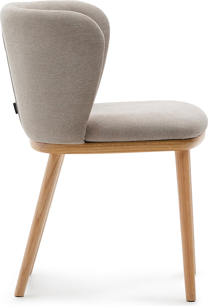 Spisebordsstol Kave Home Ciselia Polstret Chenille Stof Fsc-asketræsramme Brun Lys Natur Nordisk Design