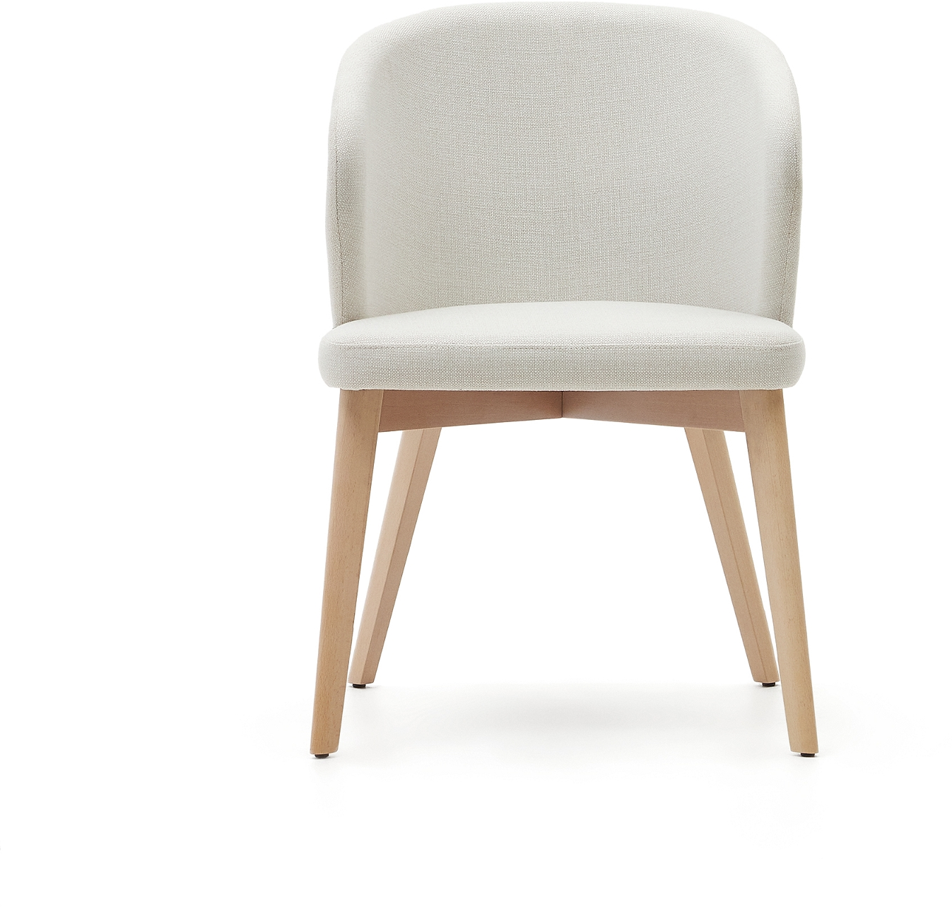 Spisebordsstol Kave Home Darice Beige Natur Chenille Polstret Armlæn Fsc Bøgetræ Ben