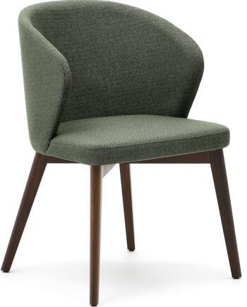 Spisebordsstol Kave Home Darice   Fsc-certificeret Bøgetræ Med Grøn Chenille Og Ergonomisk Armlæn