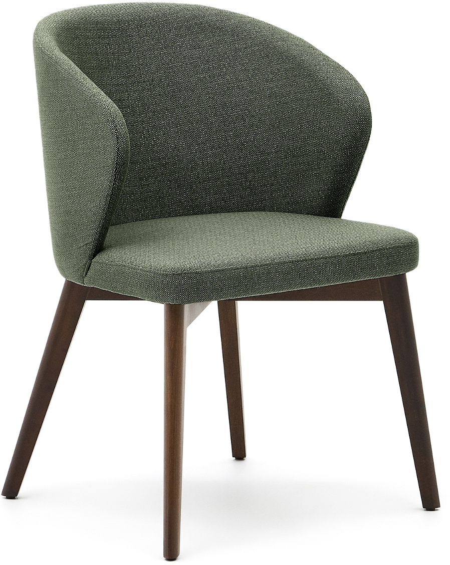 Spisebordsstol Kave Home Darice   Fsc-certificeret Bøgetræ Med Grøn Chenille Og Ergonomisk Armlæn