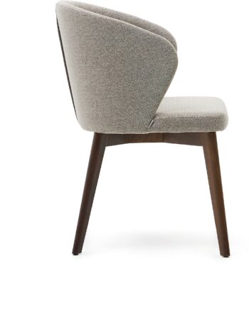 Spisebordsstol Kave Home Darice Natur Chenille Med Armlæn Fsc-certificeret Bøgetræ Krydsfiner Valnødfinish