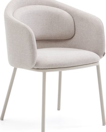 Spisebordsstol Kave Home Minda Beige Chenille Polstret Med Pulverlakerede Stålben Komfortabel Fsc-certificeret Moderne Industriel