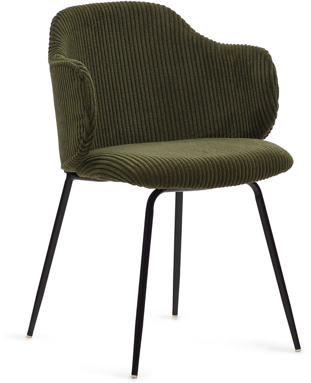 Spisebordsstol Kave Home Yunia Polstret Fløjl Armlæn Grøn Nordisk Design