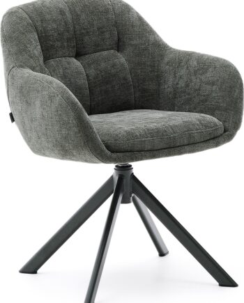 Spisebordsstol Med Armlæn Kave Home Dorina Mørkegrøn Polstret Stol   Stof H80xb61 5xd60 Cm