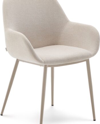 Spisebordsstol Med Armlæn Kave Home Konna Beige Chenille H82   B59   D55 Cm