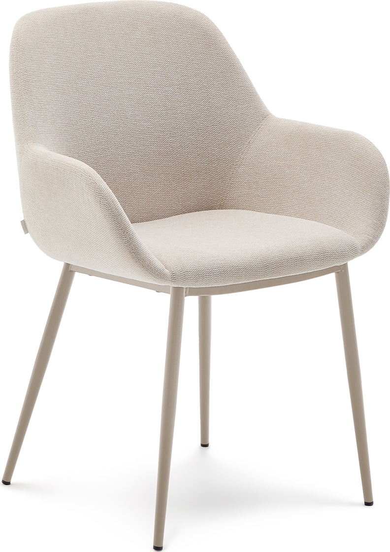 Spisebordsstol Med Armlæn Kave Home Konna Beige Chenille H82 B59 D55 Cm