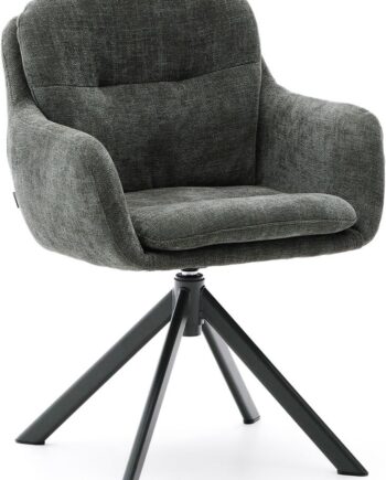 Spisebordsstol Med Armlæn Kave Home Lexa Mørkegrøn Stof Metal Moderne Industriel 83x59x60 Cm