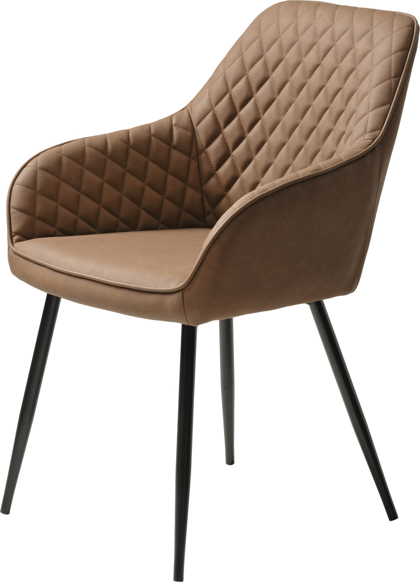 Spisebordsstol Med Armlæn Nordique Design Milton Lys Brun Kunstlæder Sorte Metalben