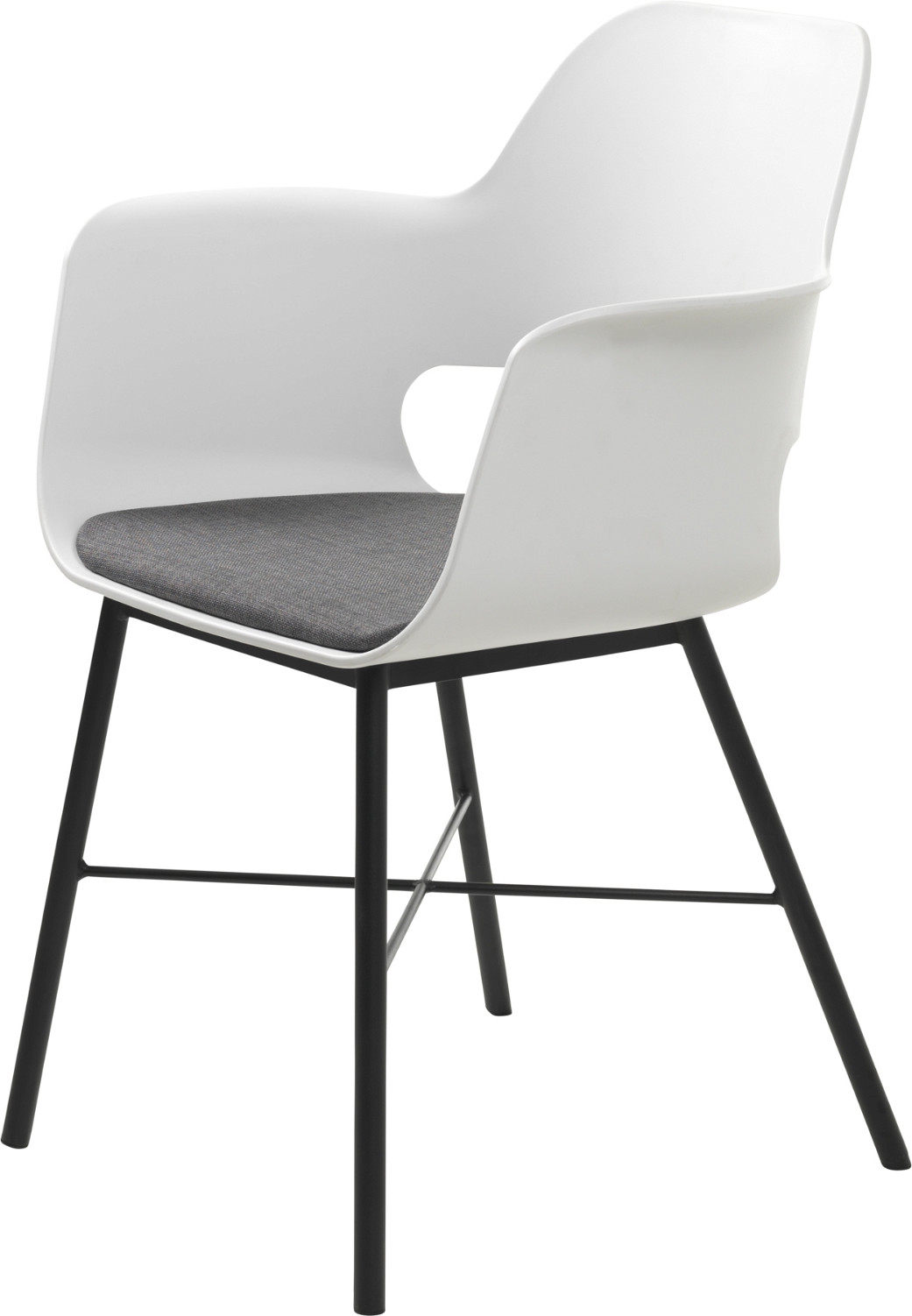 Spisebordsstol Med Armlæn Nordique Design Whistler Hvid Polstret Rio Stof Sort Metalben