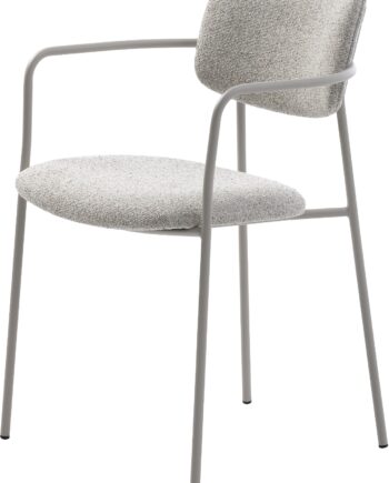 Spisebordsstol Med Armlæn Nordique Design Zama Polstret Råhvid Grå Metal Fsc 100