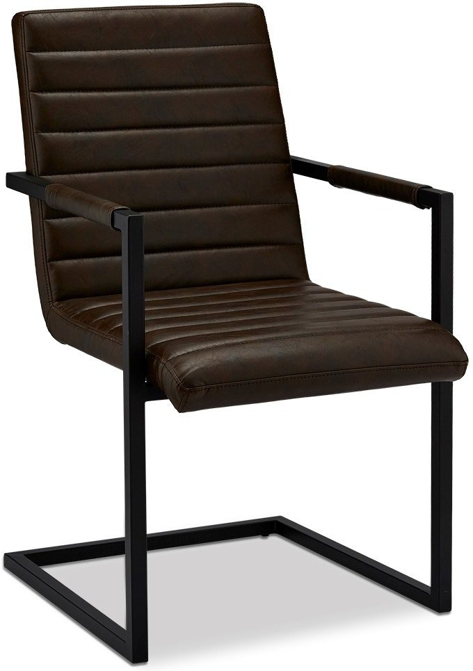 Spisebordsstol Med Armlæn Prior Raymond Hallmark Mørkebrun Pu-læder Sort Metalstel H93ã B53ã L66 Cm
