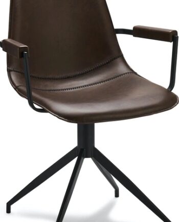 Spisebordsstol Med Armlæn Raymond   Hallmark Montrose Mørkebrun Pu-læder Sort Stel H85xb59xd57 Cm