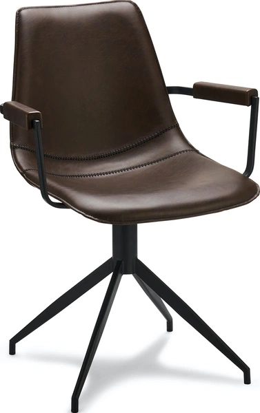 Spisebordsstol Med Armlæn Raymond Hallmark Montrose Mørkebrun Pu-læder Sort Stel H85xb59xd57 Cm