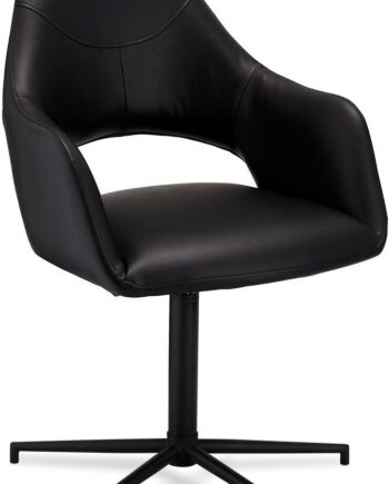 Spisebordsstol Med Armlæn Raymond   Hallmark Pinmore   Sort Pu-læder H89   B59   L64 Cm