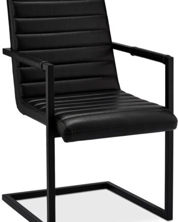 Spisebordsstol Med Armlæn Raymond   Hallmark Prior  Sort Pu-læder   Metalben  H93ã B53ã L66 Cm