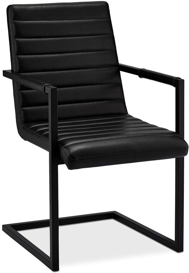 Spisebordsstol Med Armlæn Raymond Hallmark Prior Sort Pu-læder Metalben H93ã B53ã L66 Cm