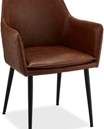 Spisebordsstol Med Armlæn Raymond   Hallmark Waterside   Brun Pu-læder  Quiltet Ryg  H84ã B57ã L62 Cm
