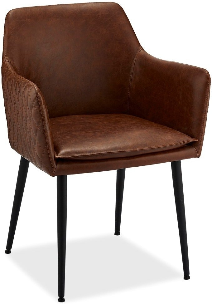 Spisebordsstol Med Armlæn Raymond Hallmark Waterside Brun Pu-læder Quiltet Ryg H84ã B57ã L62 Cm