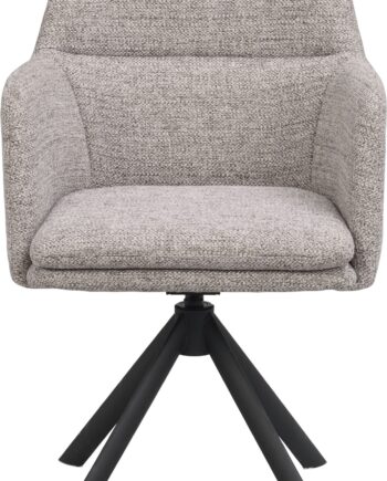 Spisebordsstol Med Armlæn  Rowico Gladstone  Mørk Beige Stof Og Sort Metalstel