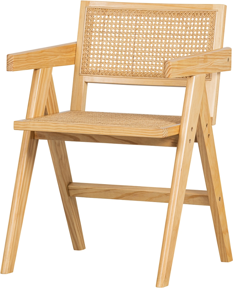Spisebordsstol Med Armlæn Woood Exclusive Gunn Natur   Fsc-certificeret Fyrretræ Og Rattan  Boheme Japandi H80ã B54ã L54 Cm