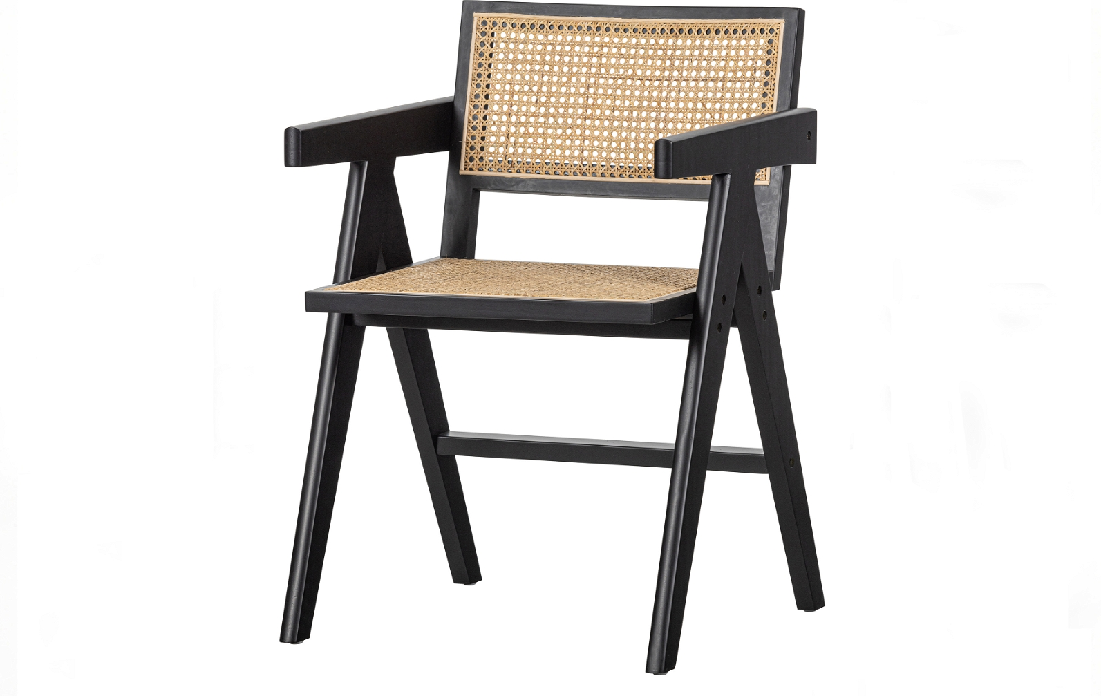 Spisebordsstol Med Armlæn Woood Exclusive Gunn   Sort Rattan   Fsc-fyrretræ