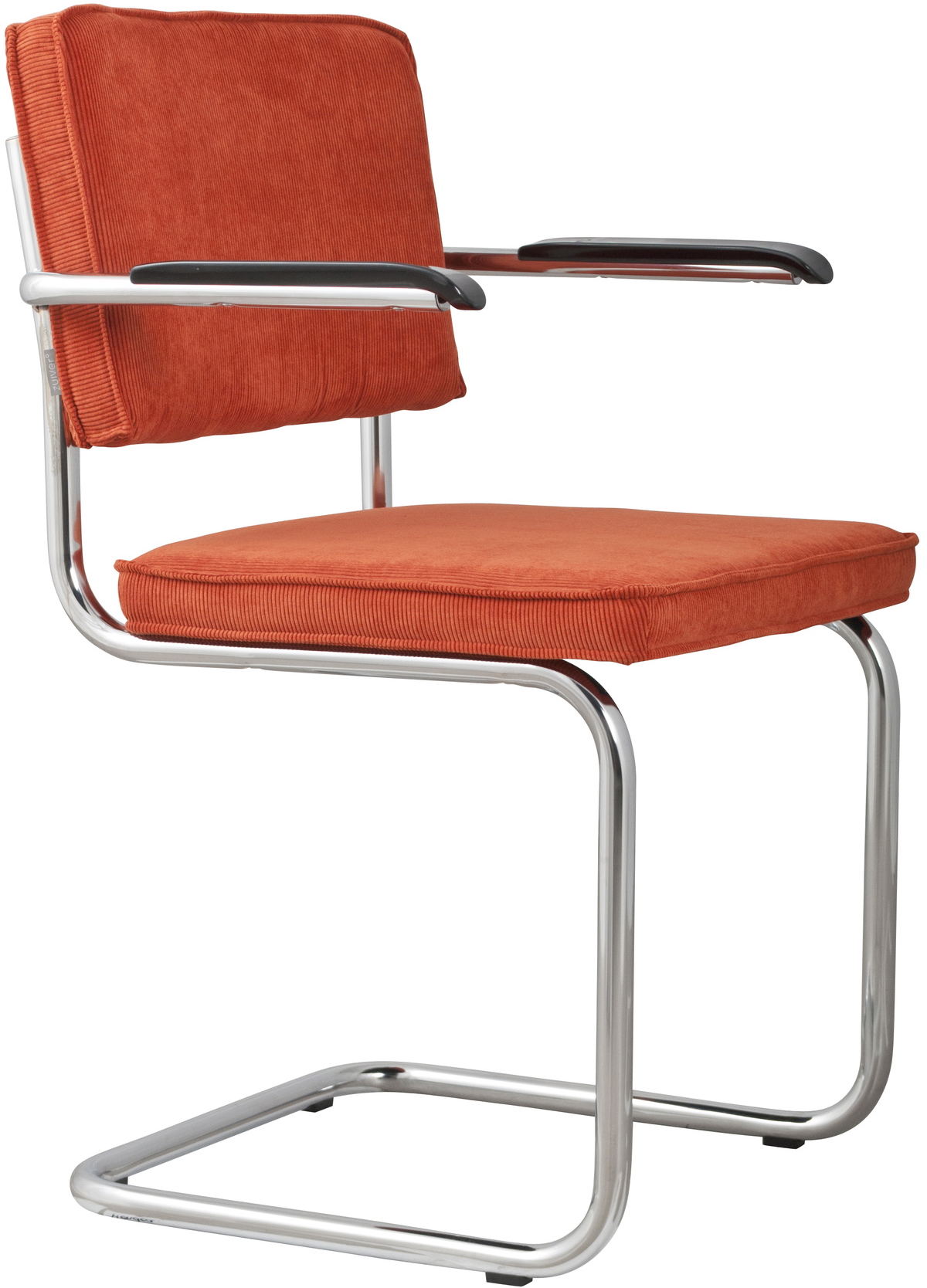 Spisebordsstol Med Armlæn Zuiver Ridge Polstret Rødlig Brun Polyester  Kromstel  85x48x60 Cm