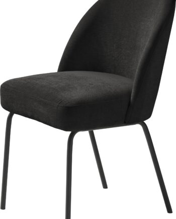 Spisebordsstol Nordique Design Creston  Polstret Sort Chenille  Nozag-fjedring  Fsc Mix 70  Sort Metalben
