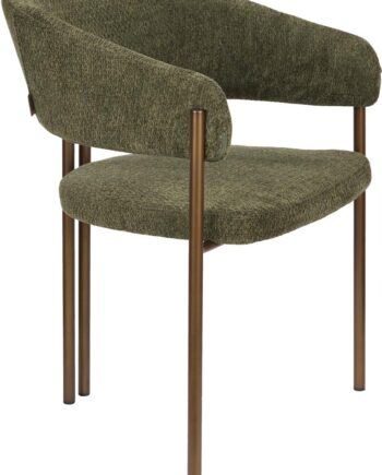 Spisebordsstol Og Spisestuestol Dutchbone Naida Bouclé Polstret Polyester Gråbrun Eukalyptuskrydsfiner Stålstel
