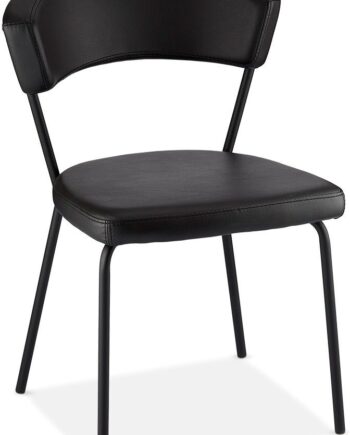 Spisebordsstol Raymond   Hallmark Gordon Sort Pu-læder H81ã B54ã L56 Cm   Minimalistisk Design  Komfortabel Med Højt Rygstykke