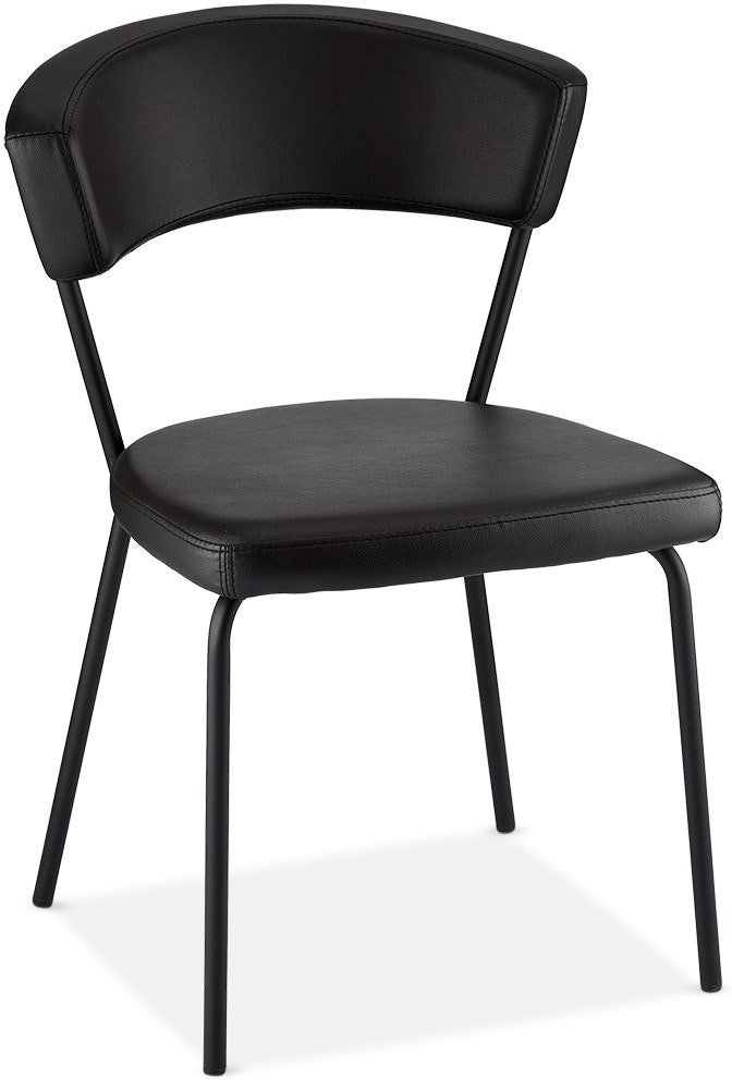 Spisebordsstol Raymond Hallmark Gordon Sort Pu-læder H81ã B54ã L56 Cm Minimalistisk Design Komfortabel Med Højt Rygstykke