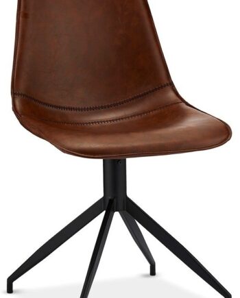 Spisebordsstol Raymond   Hallmark Montrose   Håndlavet Brun Pu-læder Spisestuestol Med Sort Metalstel  H84ã B47ã D55 Cm