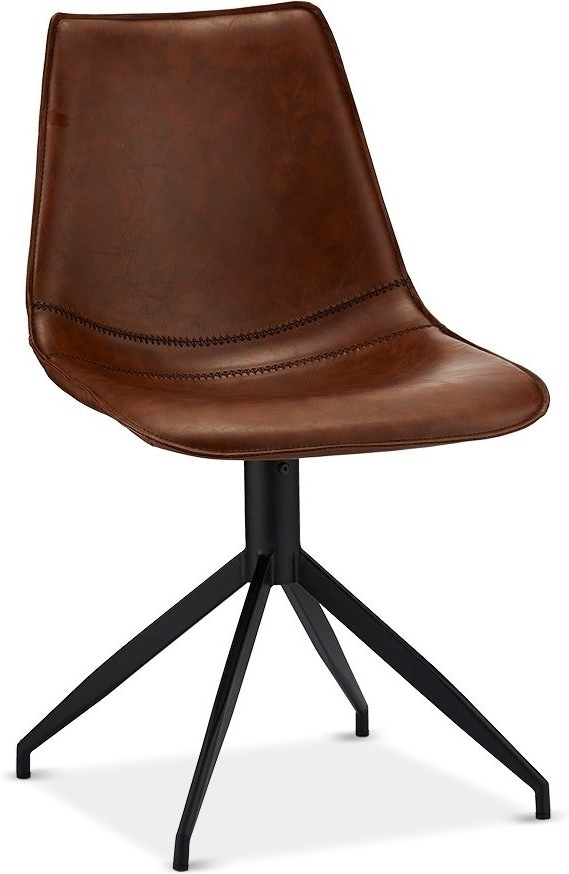 Spisebordsstol Raymond Hallmark Montrose Håndlavet Brun Pu-læder Spisestuestol Med Sort Metalstel H84ã B47ã D55 Cm