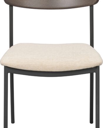 Spisebordsstol Rowico Maymont Nordisk Design Brun Egetræsrugplade Lysebeige Polypropylen Sæde Sorte Pulverlakerede Stålben Stabelbar