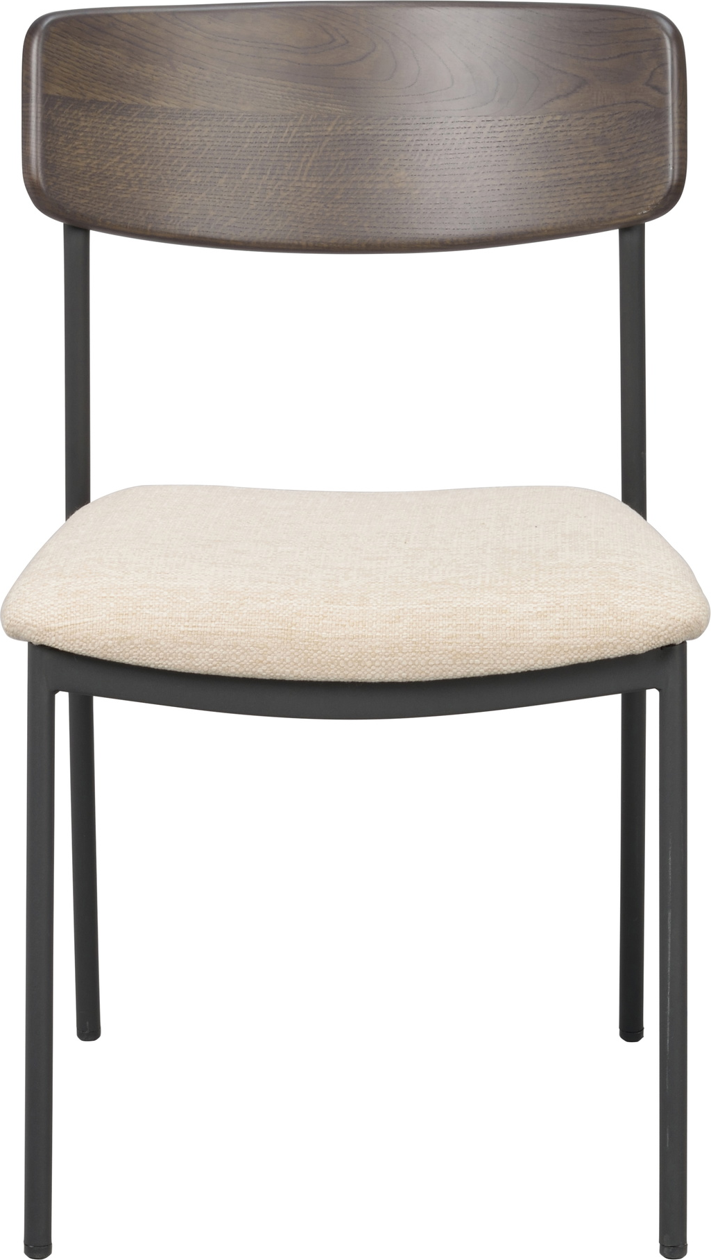 Spisebordsstol Rowico Maymont Nordisk Design Brun Egetræsrugplade Lysebeige Polypropylen Sæde Sorte Pulverlakerede Stålben Stabelbar
