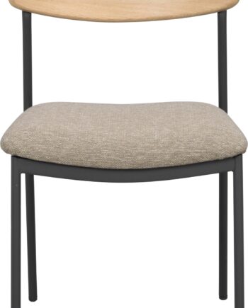 Spisebordsstol Rowico Maymont Stabelbar H83xb50xd53 Cm   Massivt Egetræ  Sort Stål  Mørk Beige Polypropylen