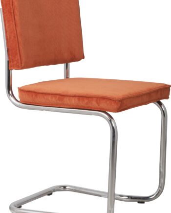 Spisebordsstol Spisestuestol Zuiver Ridge Rødlige Brun Nylon Polyesterbetræk   Kromstel H85xb48xd50 Cm