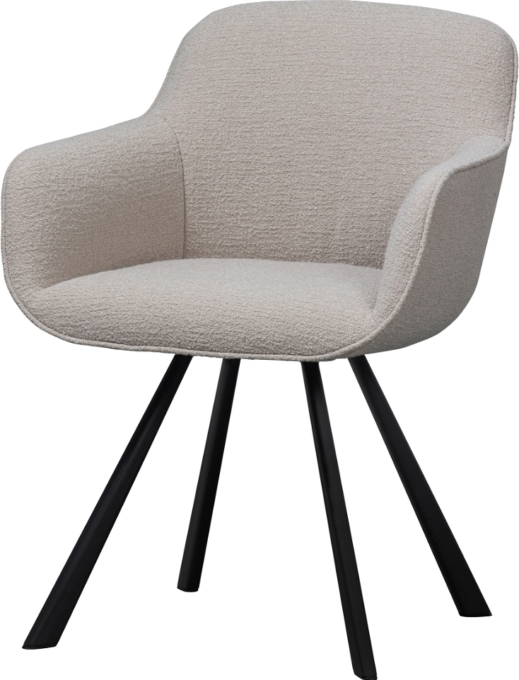 Spisebordsstol Woood Exclusive Juno Sand Bouclé Med Armlæn   H79   B58   D58 Cm