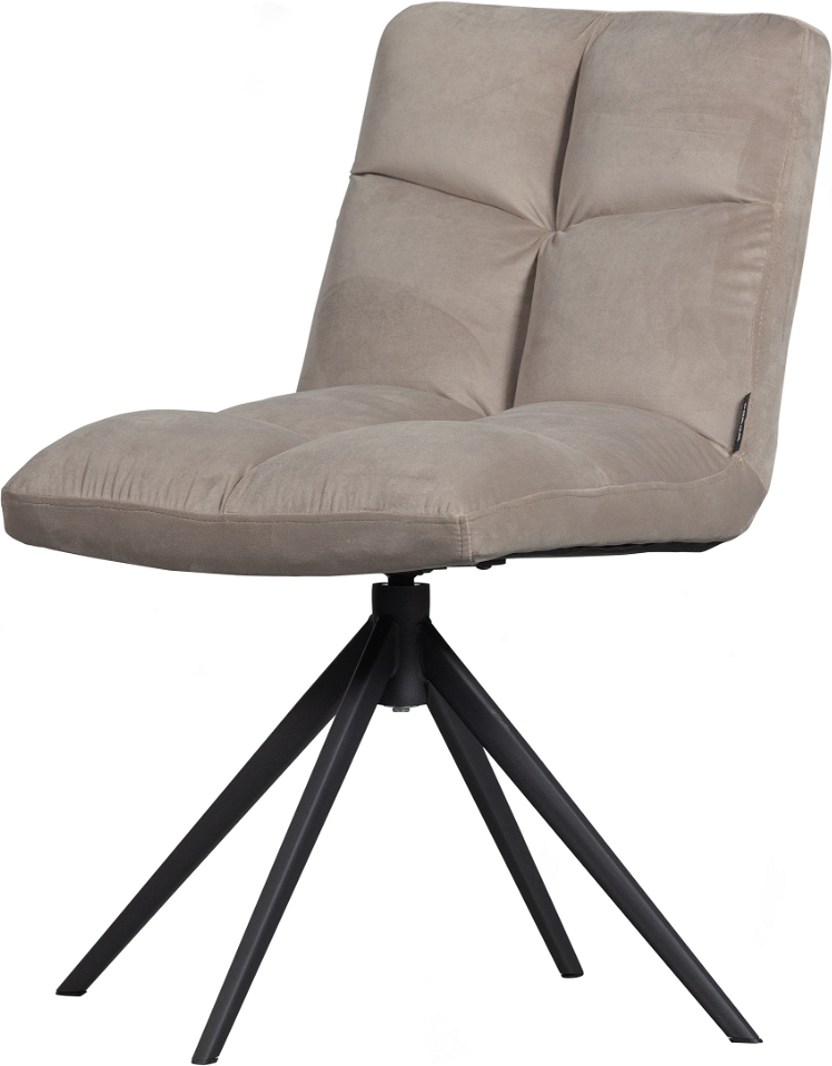 Spisebordsstol Woood Exclusive Vinny Sandfarvet Velour Drejefod Slank Metalbase H80ã B48ã D45 Cm