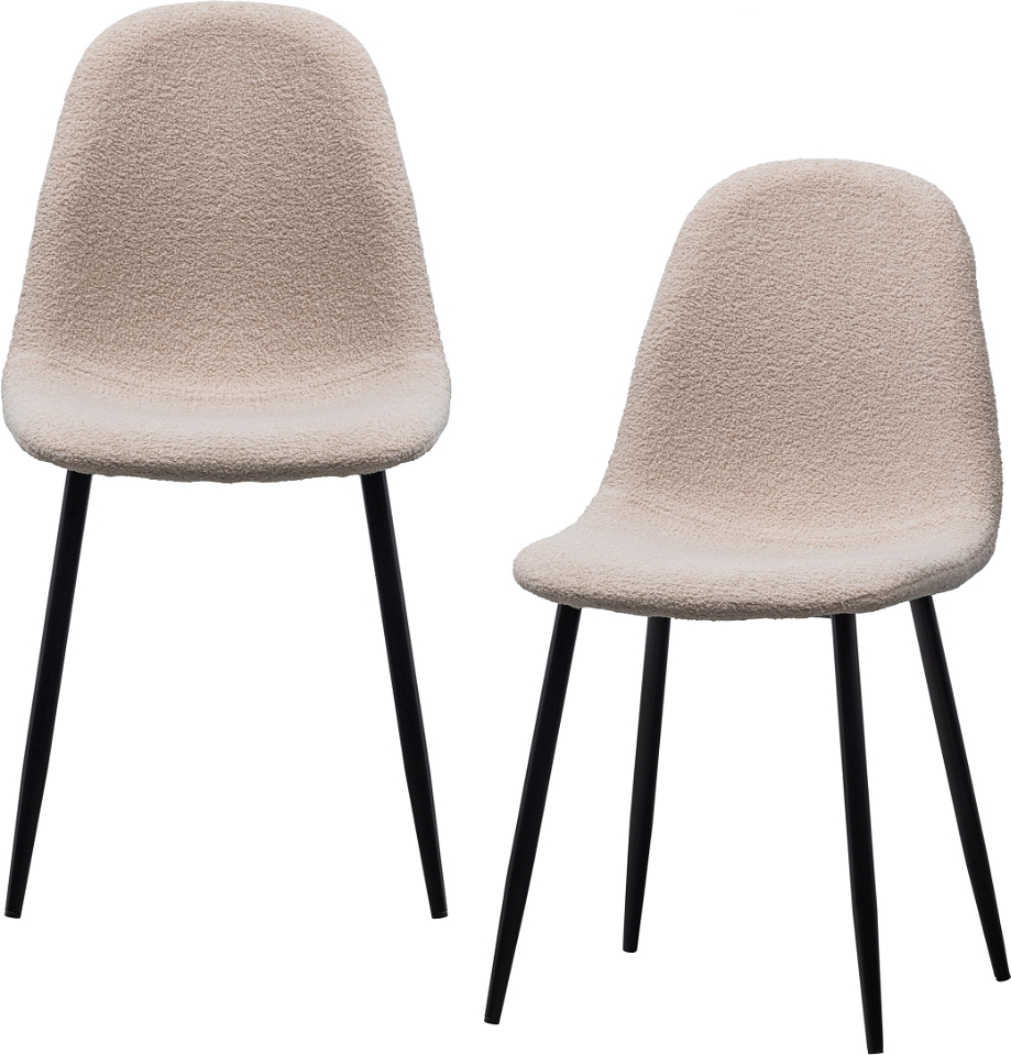 Spisebordsstol Woood Marije  -pak Teddy-stol Beige Med Sorte Pulverlakerede Metalben