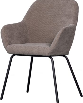 Spisebordsstol Woood Vos Med Armlæn  Beige Chenillepolstring   Sorte Metalben