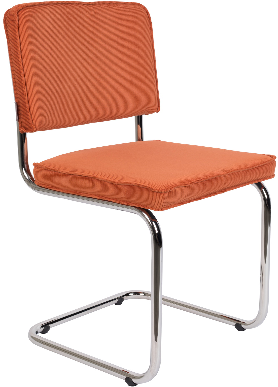 Spisebordsstol Zuiver Ridge Polstret Brændt Orange Stof Krom  -ramme H85xb48xl50 Cm