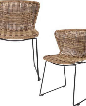 Spisebordsstole Sæt   Woood Wings Natur Polyester-rattan   Sort Pulverlakeret Stål
