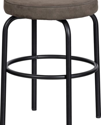 Taburet Skammel Woood Exclusive Tris   Sort Brun Mikrofiberlæder  Metalstel ø38   H45 Cm