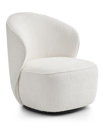 Theo Loungestol     Drejefod Elfenben Polyester Stof Og Metal