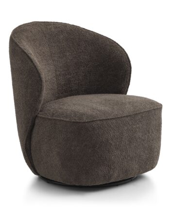 Theo Loungestol     Drejefod Mocca Polyester Stof Og Metal